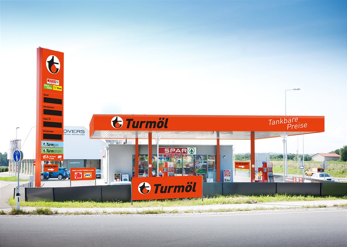 Visualisierung - Turmöl-Tankstelle im neuen Design in Pasching