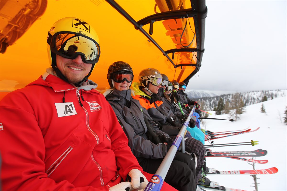 Max Franz beim Skitag mit Fristads in Flachau