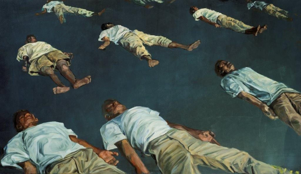 Michaela Schwarz Weismann. „Sleeping Men”, 74,5 x 100cm, Öl Lw., 2018_©Jork Weismann