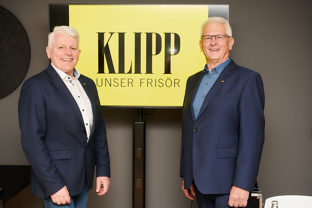 KLIPP Pressekonferenz: v.li.n.re. Mag. Gottfried KraftGeschäftsführer KLIPP Frisör; Ewald LanzlFirmengründer & Geschäftsführer KLIPP Frisör