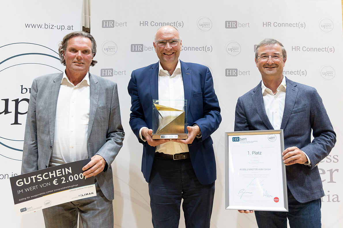 HRbert Auszeichnung in Gold in der Kategorie „Nachhaltiges Personalmanagement“ – Großunternehmen ging Donnerstagabend an RUBBLE MASTER.