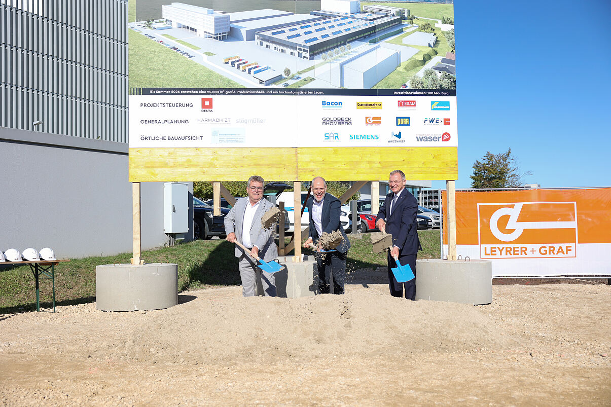 Spatenstich mit Landeshauptmann Stelzer und Bürgermeister Mahr in Marchtrenk: TGW Logistics startet den Ausbau seines Headquarters 