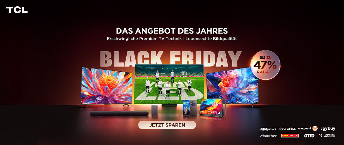 Erschwingliche Premium TV Technik von TCL mit bis zu 47 Prozent Rabatt. 
